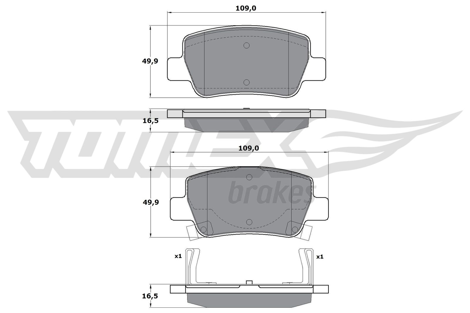 Sada brzdových platničiek kotúčovej brzdy TOMEX Brakes